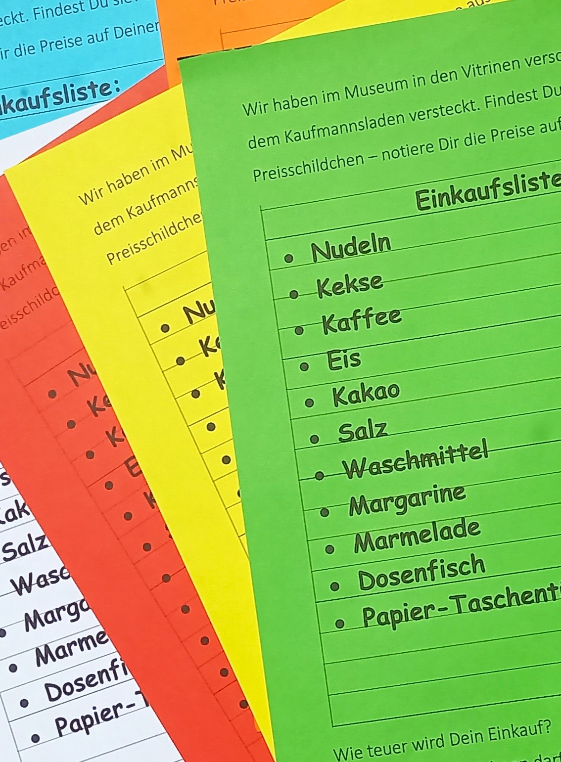 Museumsrallye-Einkaufsliste Museumsrallye-Einkaufsliste